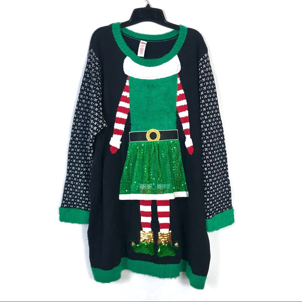 Holiday Time Elf in a Skirt Ugly Christmas sweater